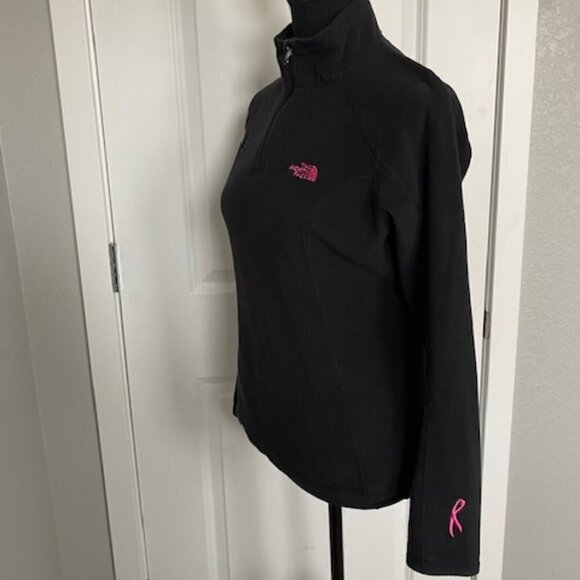 NORTH FACE 1/4 Zip Black Polartec Fleece Pullover Breast Cancer Small - Picture 10 of 16